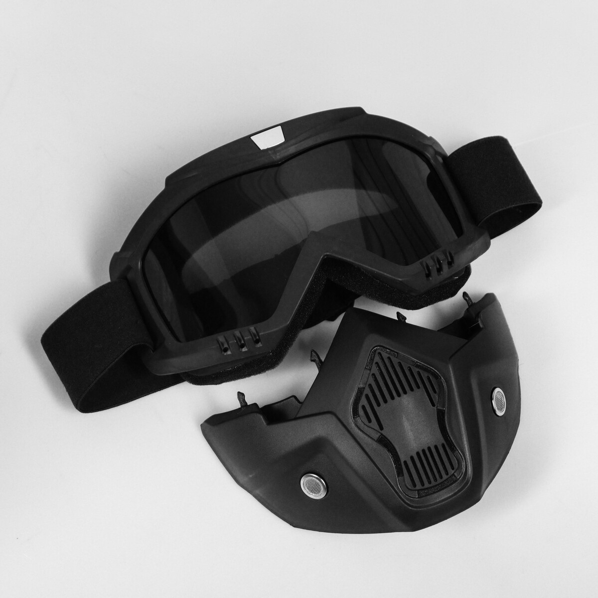 фото Очки-маска для езды на мототехнике, разборные, стекло с затемнением, черные torso