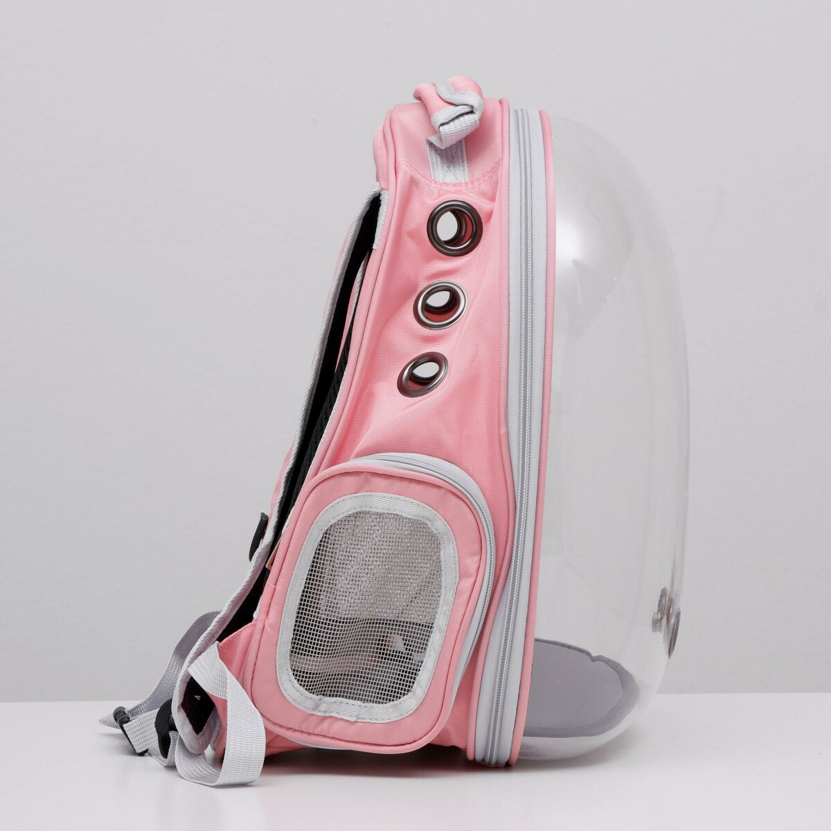 фото Рюкзак для переноски животных, прозрачный, 31 х 28 х 42 см, розовый пижон