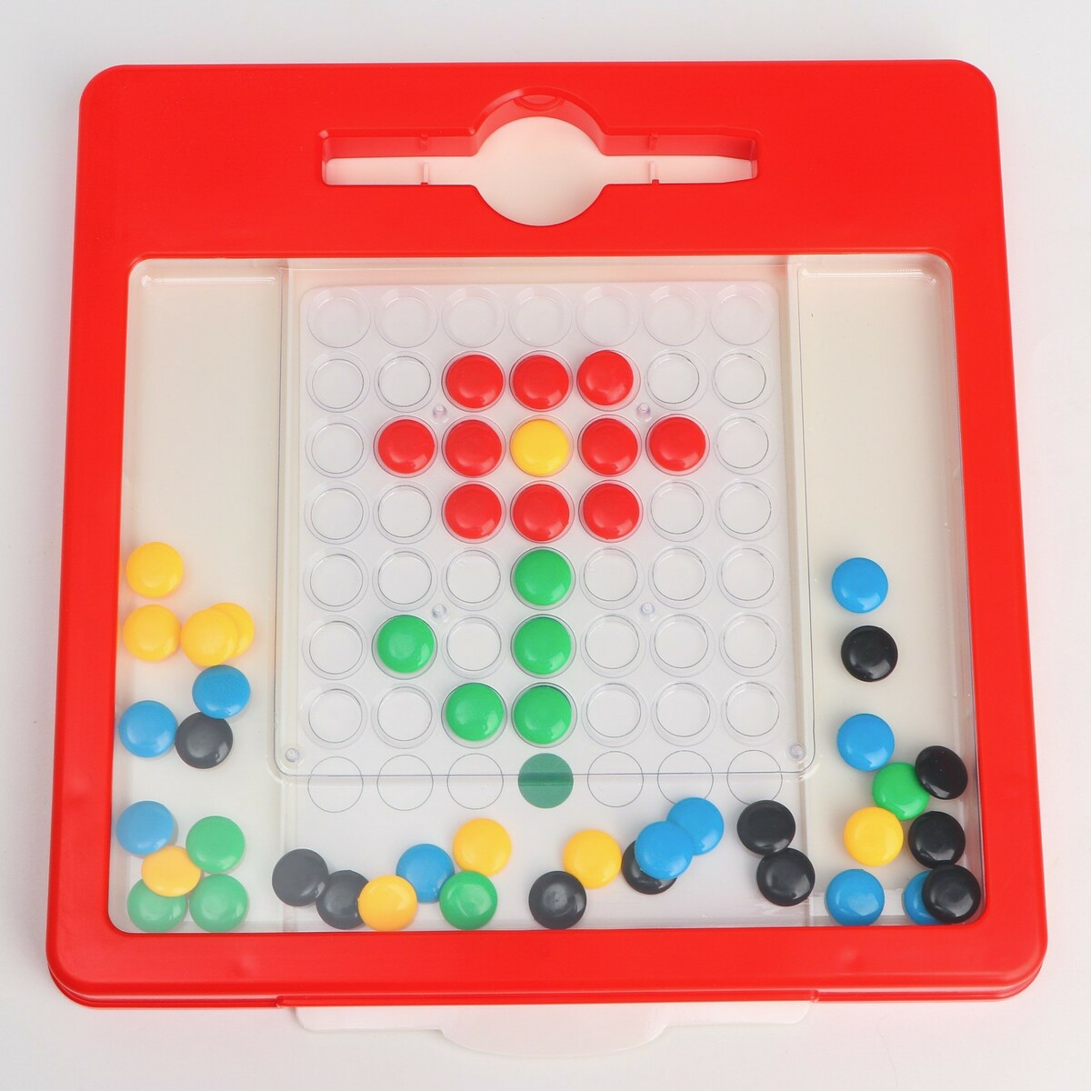 фото Планшет-мозаика магнитный для рисования, 49 ячеек, с карточками шаблонами, смешарики