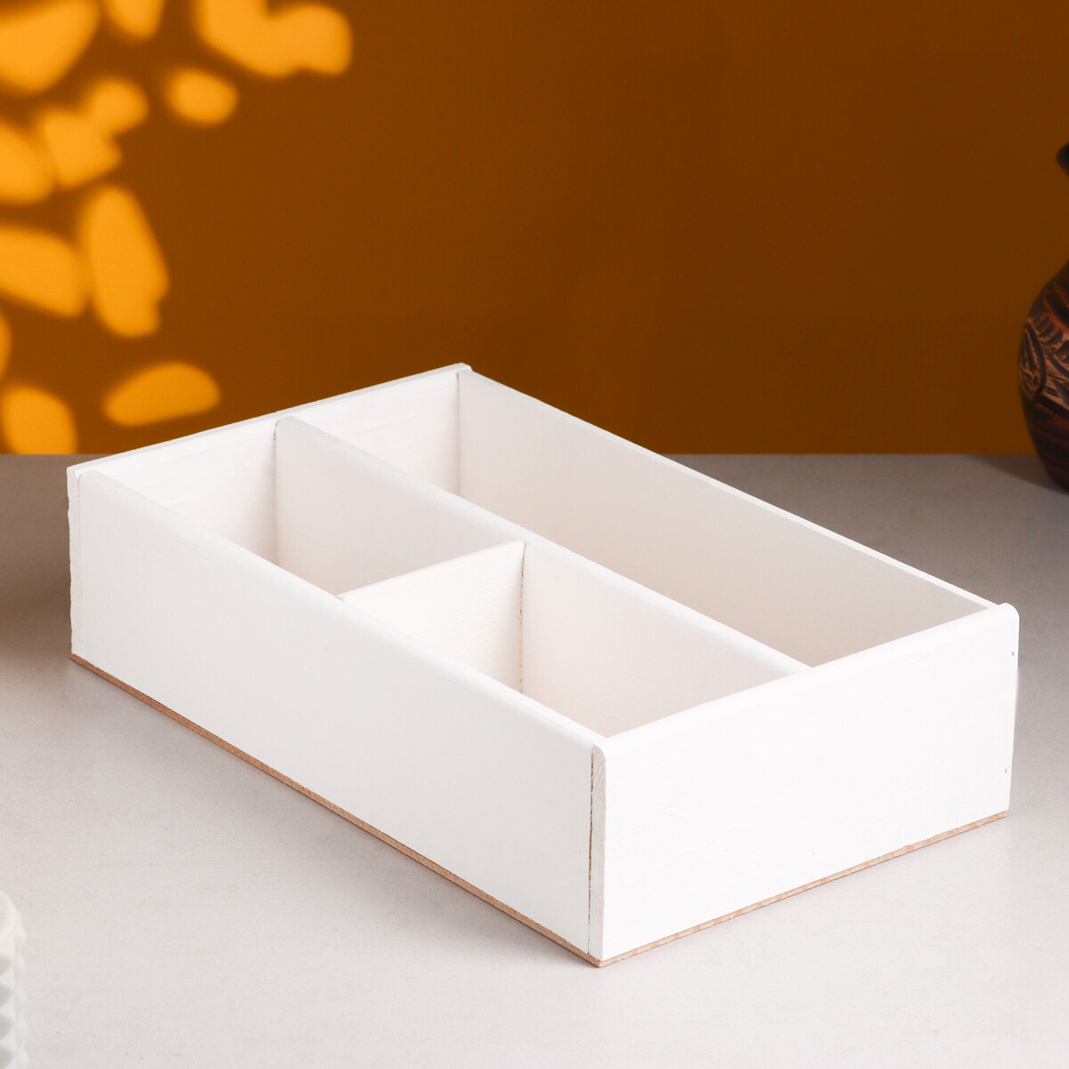 фото Ящик деревянный 20.5×34.5×10 см подарочный комодик, белая кисть дарим красиво