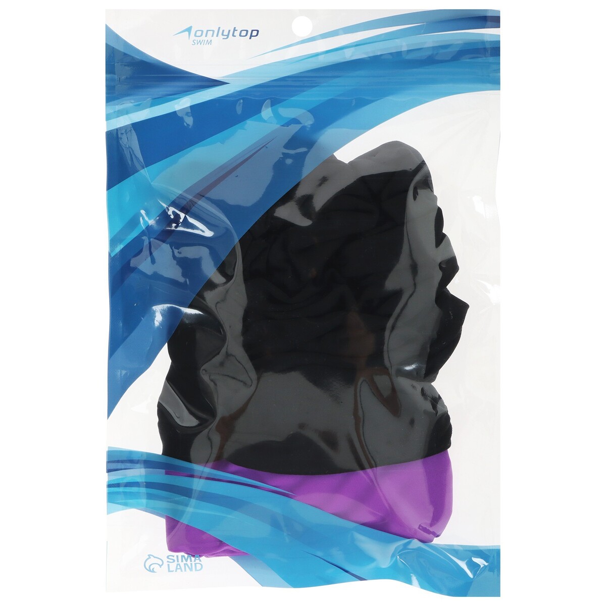 фото Шапочка для плавания взрослая onlytop, тканевая, обхват 54-60 см, цвет черный/фиолетовый