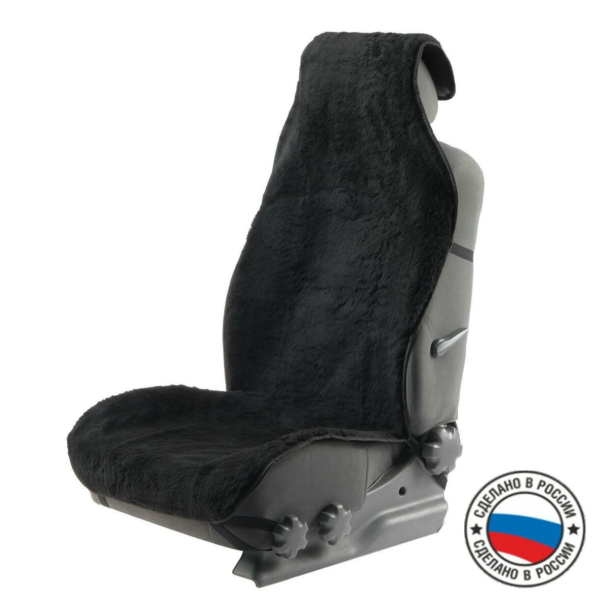 фото Накидка на переднее сиденье, искусственный мех, размер 55 х135 см, черный no brand