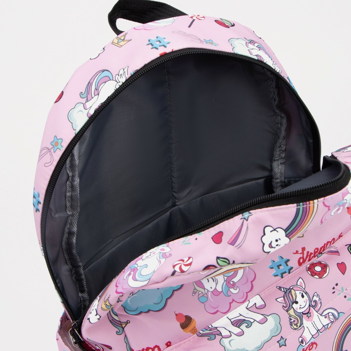 фото Рюкзак школьный из текстиля на молнии, наружный карман, пенал, цвет розовый no brand