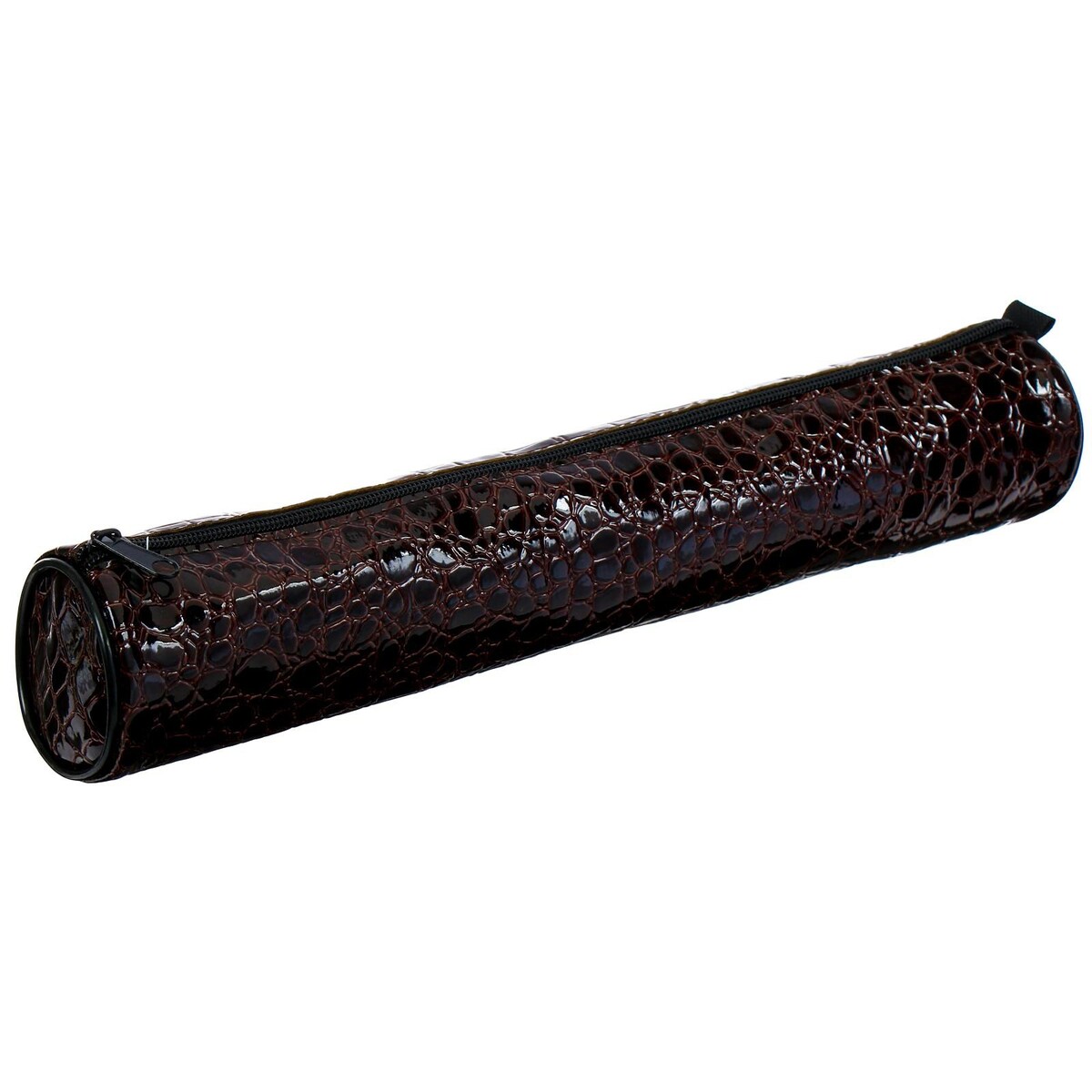 фото Пенал-тубус для кистей, мягкий, 355 х 65 мм, 7к37, кожзам, принт рептилия, глянцевый, коричневый calligrata