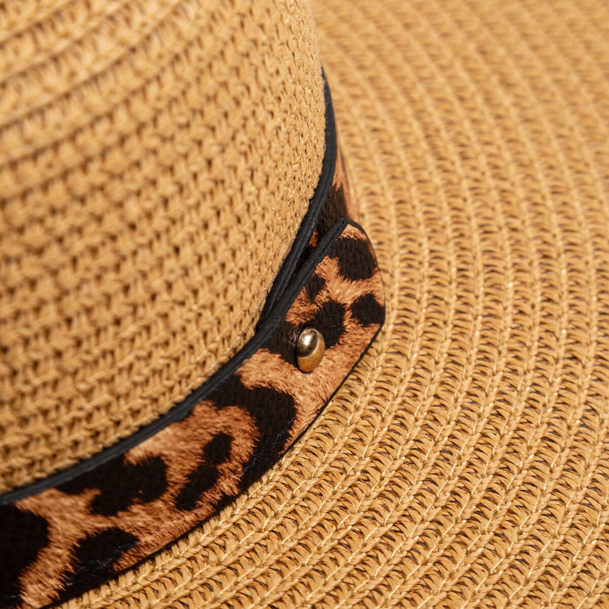 фото Шляпа женская с леопардовым ремешком minaku цвет коричневый, р-р 58
