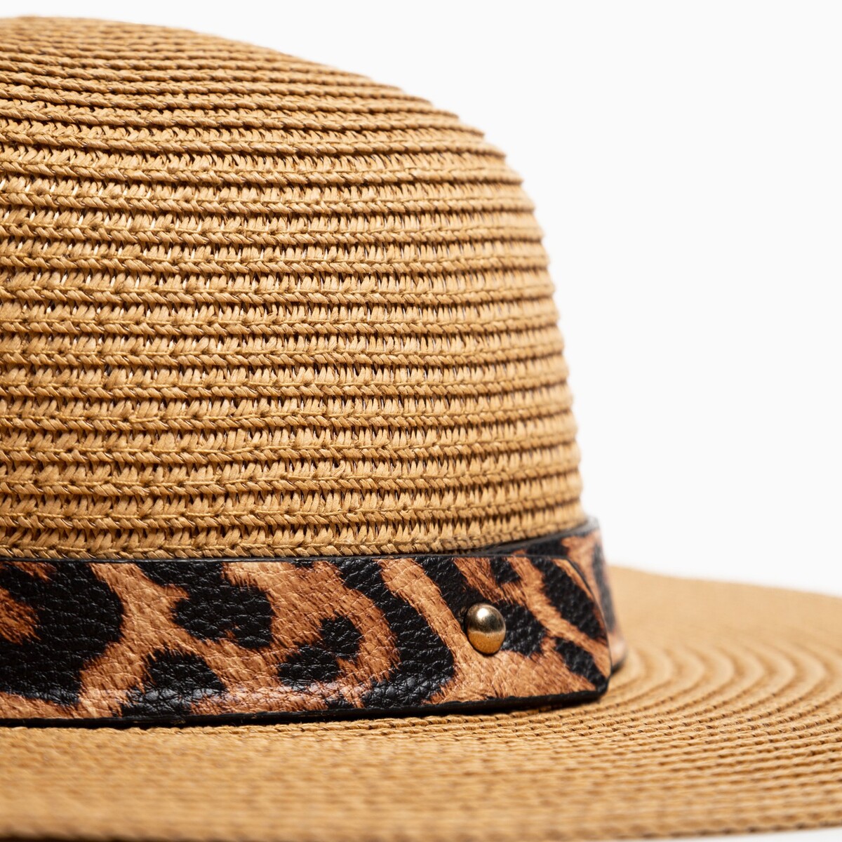 фото Шляпа женская с леопардовым ремешком minaku цвет коричневый, р-р 58