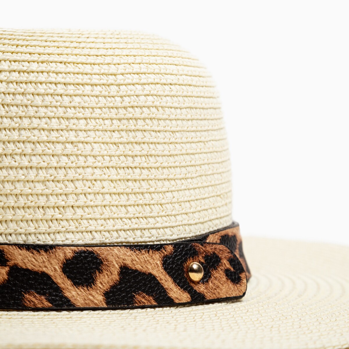 фото Шляпа женская с леопардовым ремешком minaku цвет молочный, р-р 58