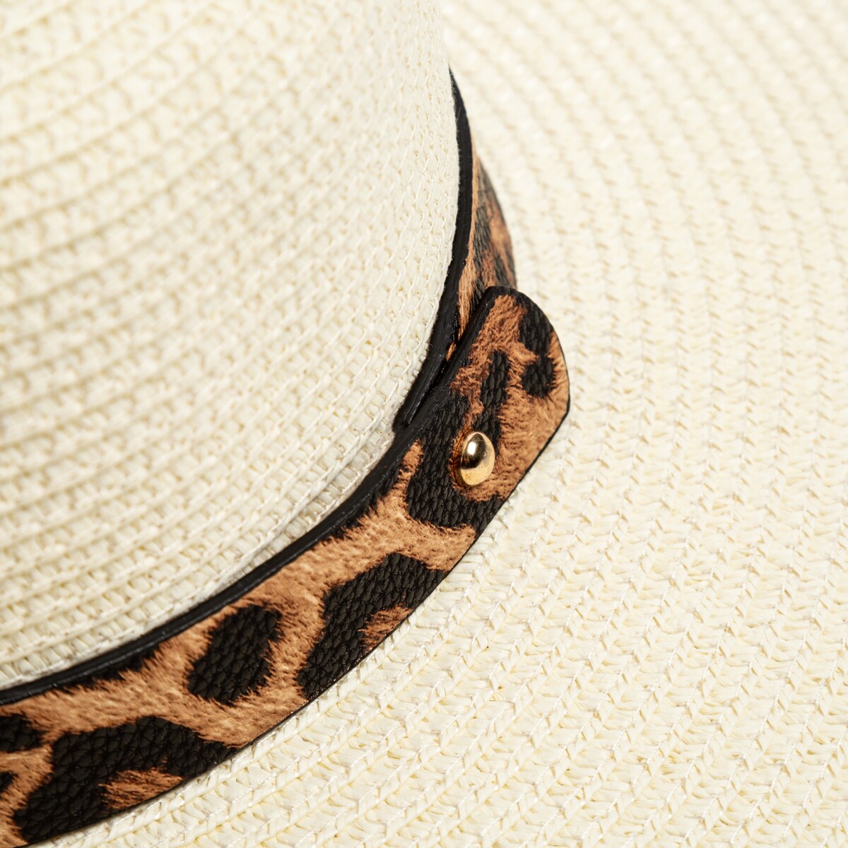 фото Шляпа женская с леопардовым ремешком minaku цвет молочный, р-р 58