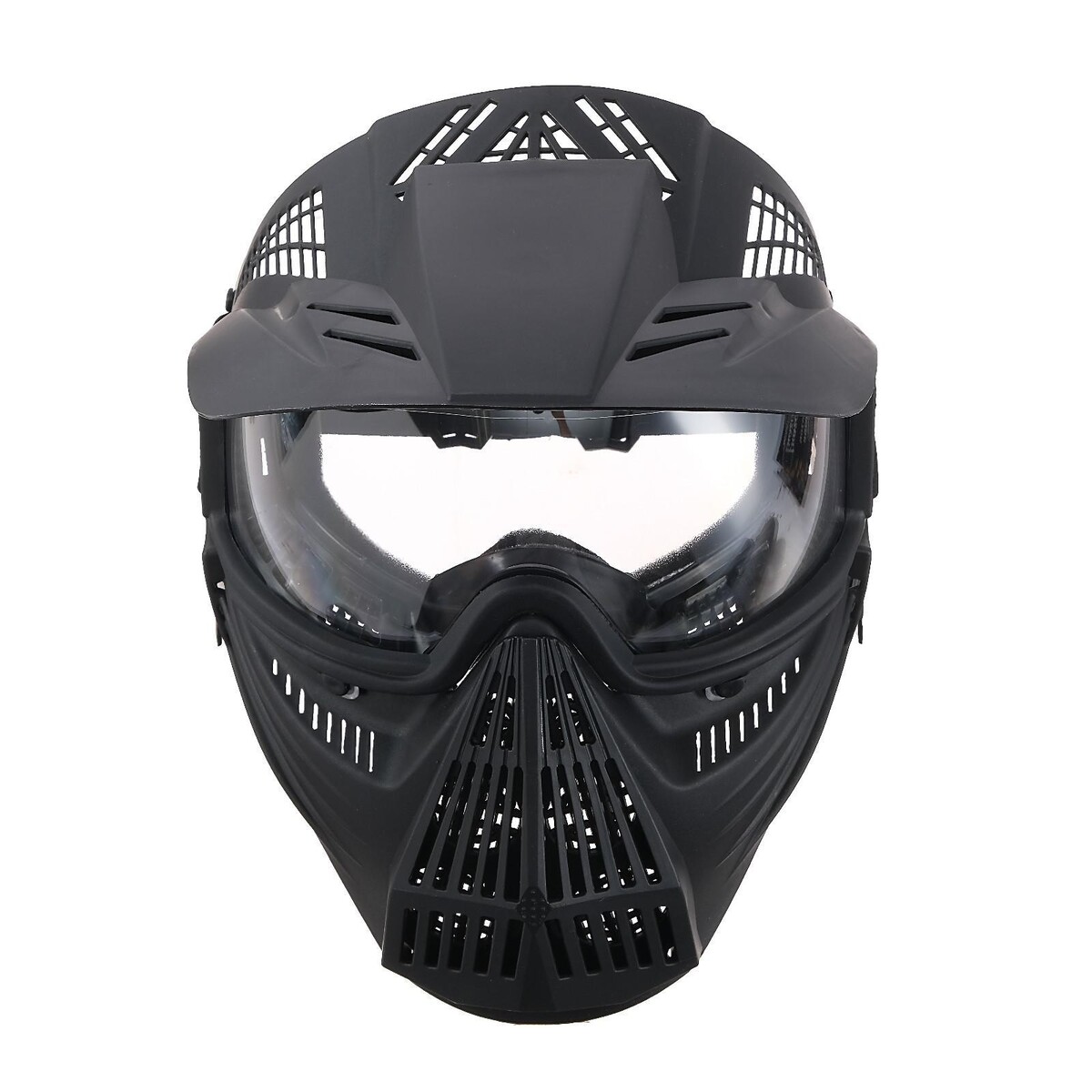фото Очки-маска для езды на мототехнике, разборные, визор прозрачный, козырек, цвет черный no brand