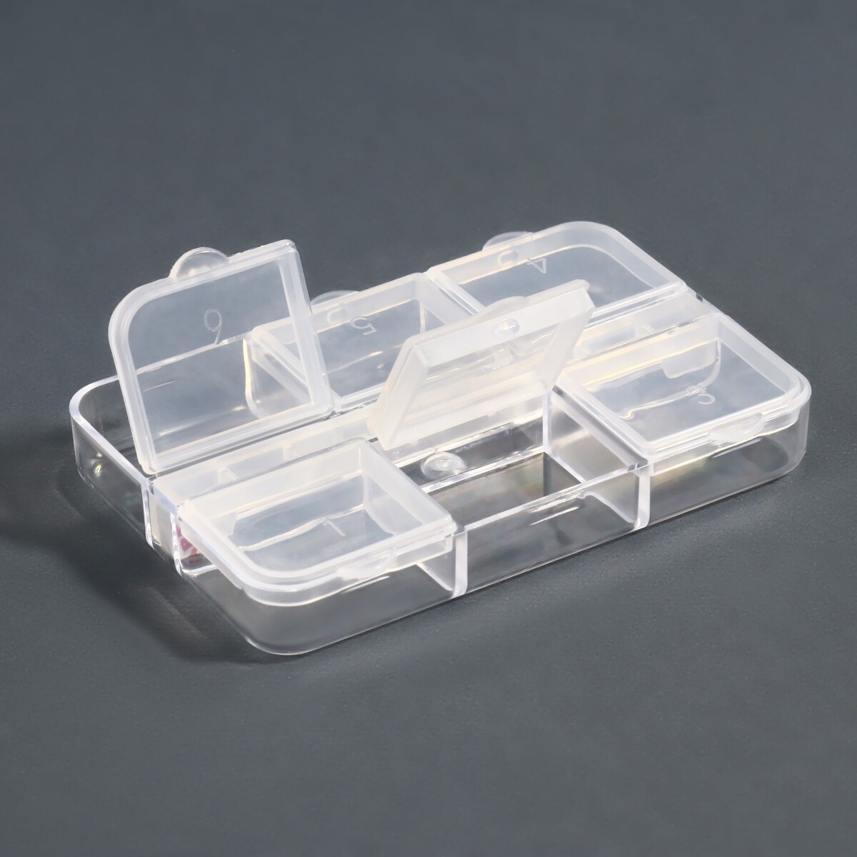 фото Органайзер для декора, 6 ячеек, 5,3 × 7,5 × 1,3 см, цвет прозрачный queen fair