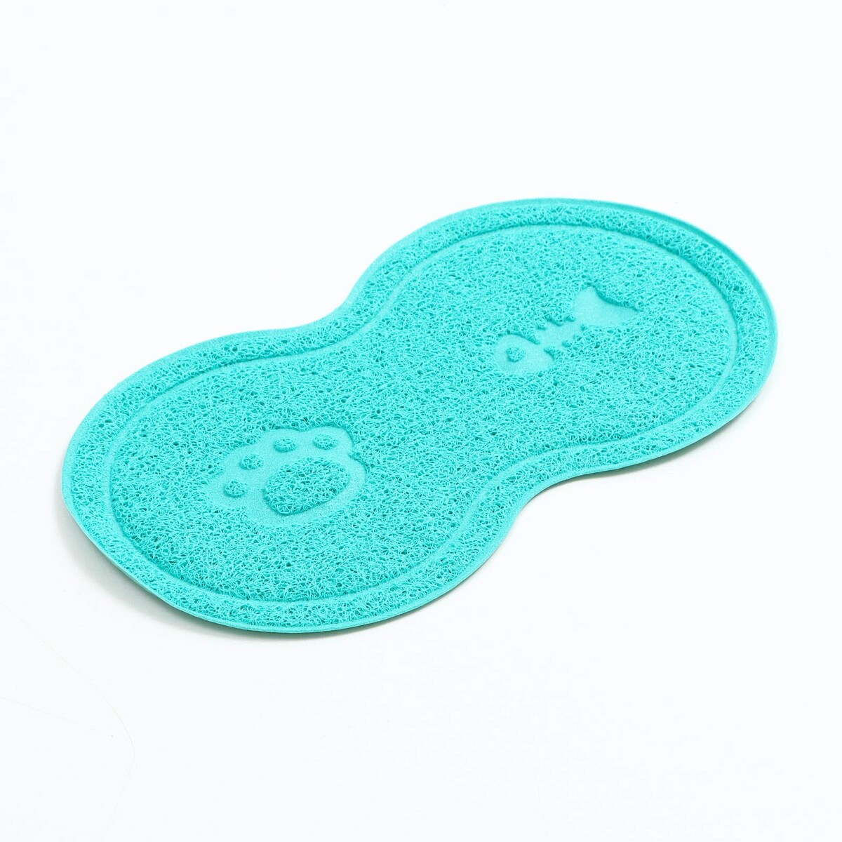 фото Коврик 2-в-1 под миску/туалет для животных два круга, 47 х 26 см, бирюзовый пижон