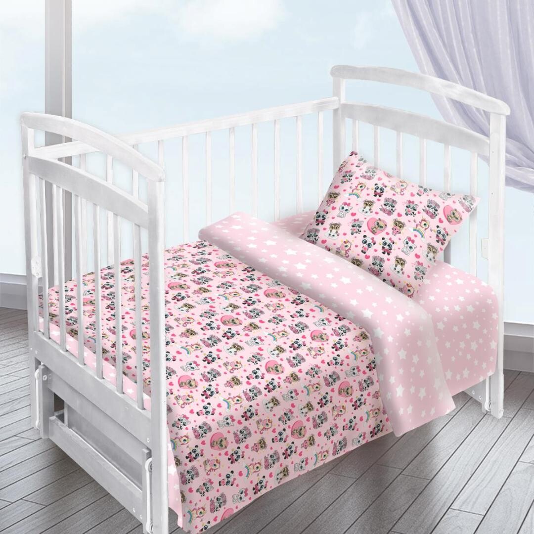фото Постельное белье набор в детскую кроватку из перкали люкс viola
