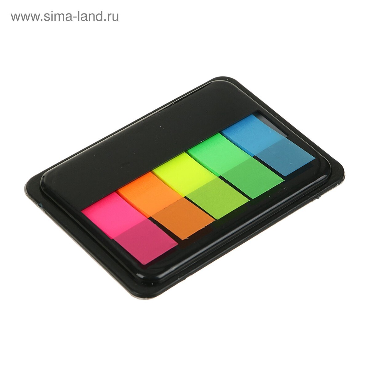 Блок-закладка с липким краем, 5 цветов по 20 штук, 45×12 мм, флуоресцентные, пластиковые, z-сложение, в диспенсере, Разноцветный;микс