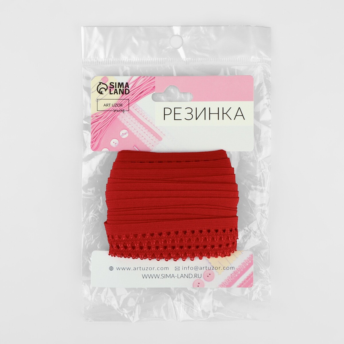 фото Резинка ажурная, 13 мм, 10 ± 1 м, цвет красный арт узор