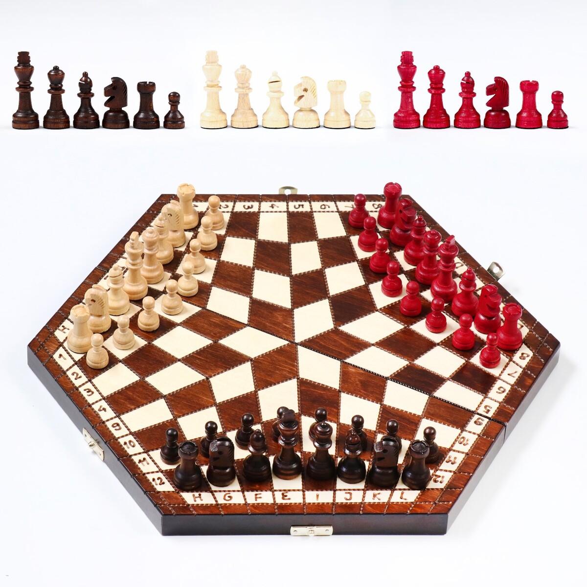 Шахматы с тремя игроками, 35 х 35 см, король h-6 см. пешка h-2.5 см, Разноцветный
Шахматы с тремя игроками, 35 х 35 см, король h-6 см. пешка h-2.5 см, Разноцветный