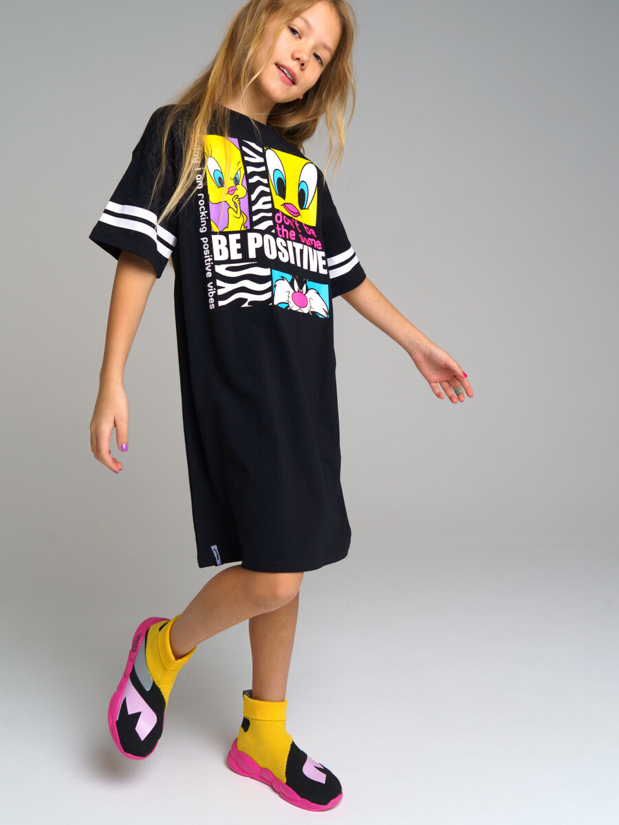 Платье трикотажное, Черный;разноцветный
Платье трикотажное, Черный;разноцветный