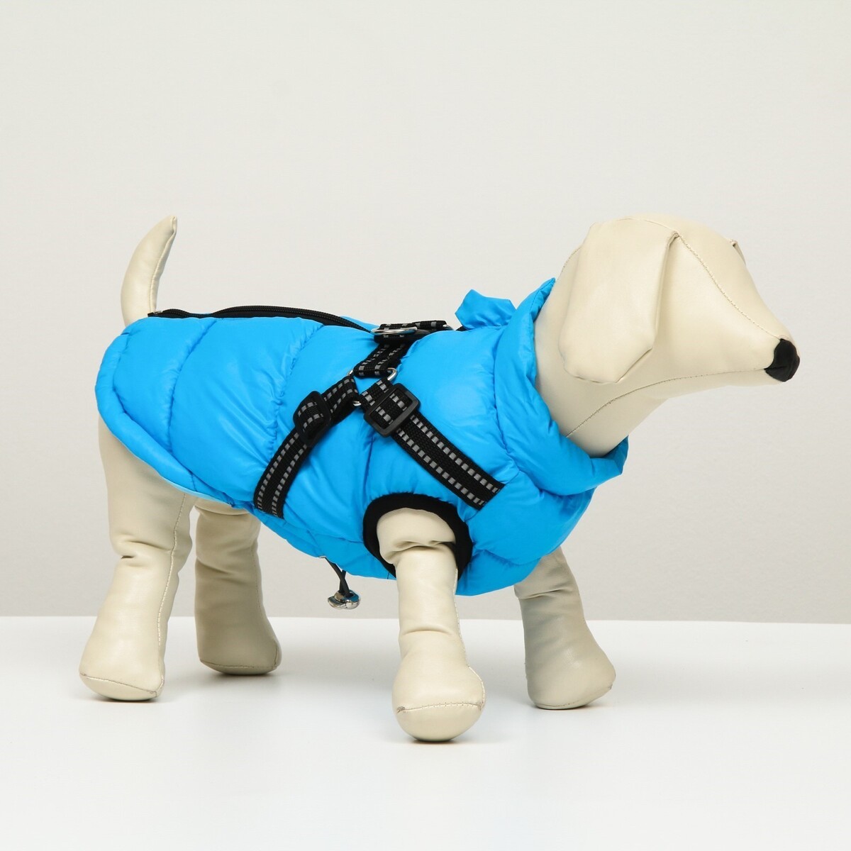 фото Куртка для собак со шлейкой, размер 18 (дс 40 см, ог 50 см, ош 38 см), лазурная no brand