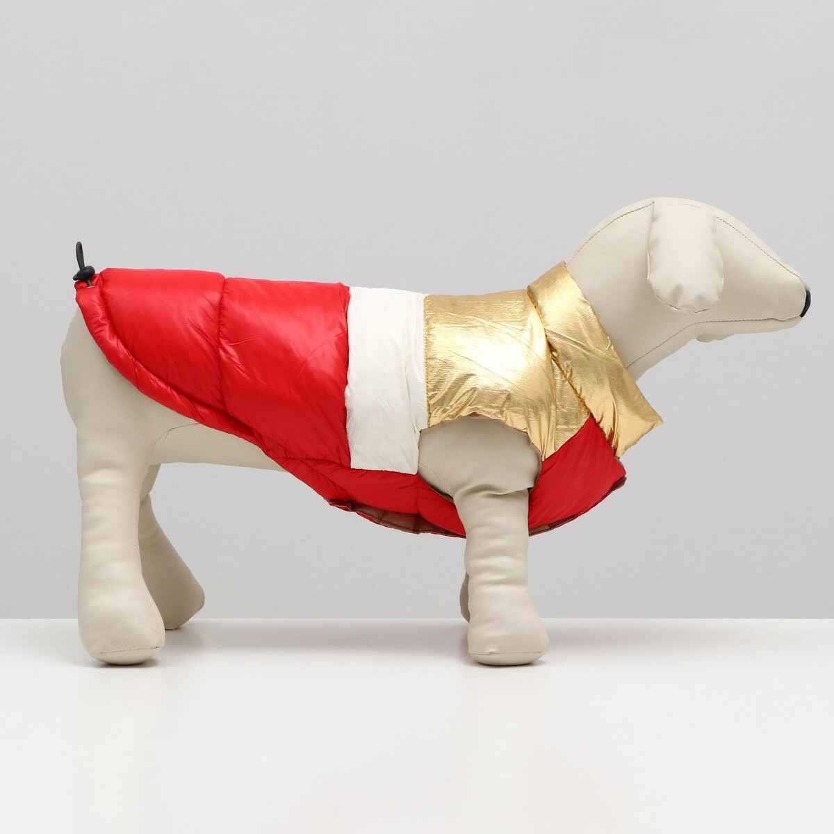 фото Куртка для собак с утяжкой размер 12 (дс 28, ог 38, ош 27), золото-красная no brand