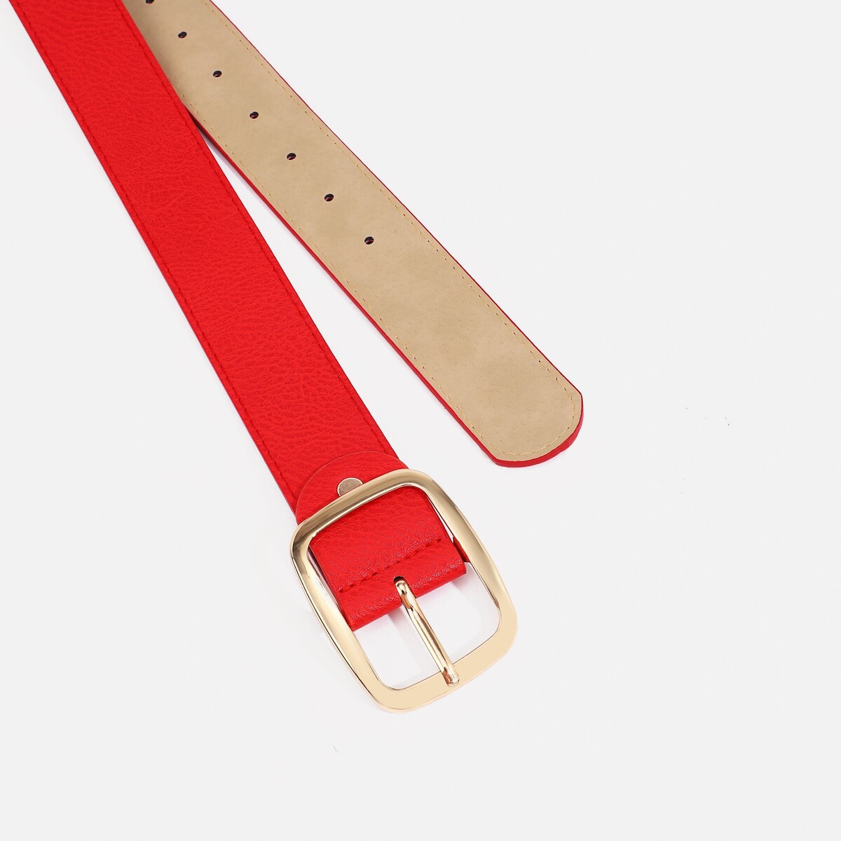 фото Ремень женский, ширина 3.8 см, винт, пряжка металл, цвет красный no brand