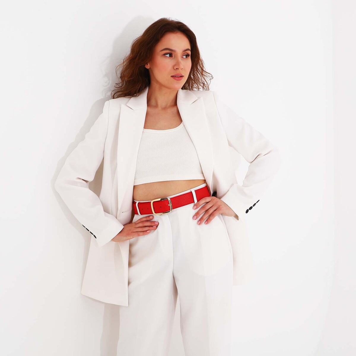 фото Ремень женский, ширина 3.8 см, винт, пряжка металл, цвет красный no brand