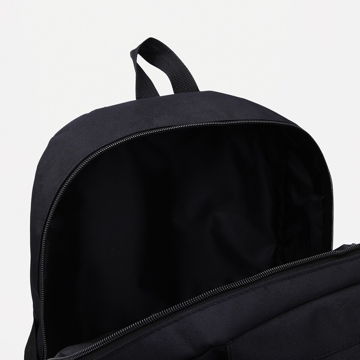 фото Рюкзак на молнии, 2 наружных кармана, цвет черный no brand