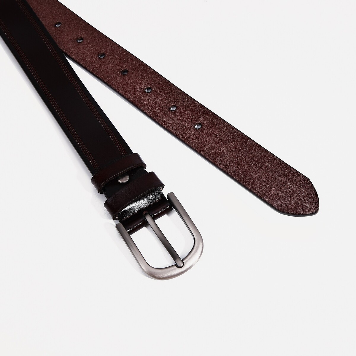 фото Ремень женский, ширина 3,2 см, винт, пряжка металл, цвет коричневый no brand