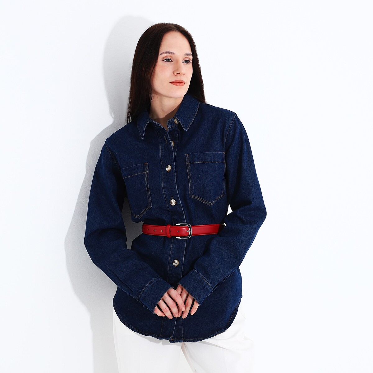 фото Ремень женский, ширина 3 см, винт, пряжка металл, цвет красный no brand