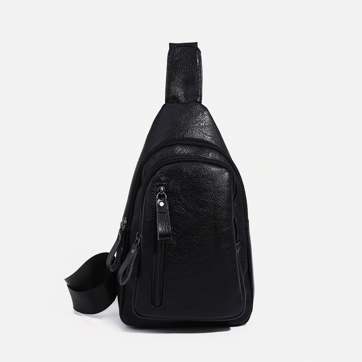 фото Сумка слинг мужская, искусственная кожа, цвет черный no brand