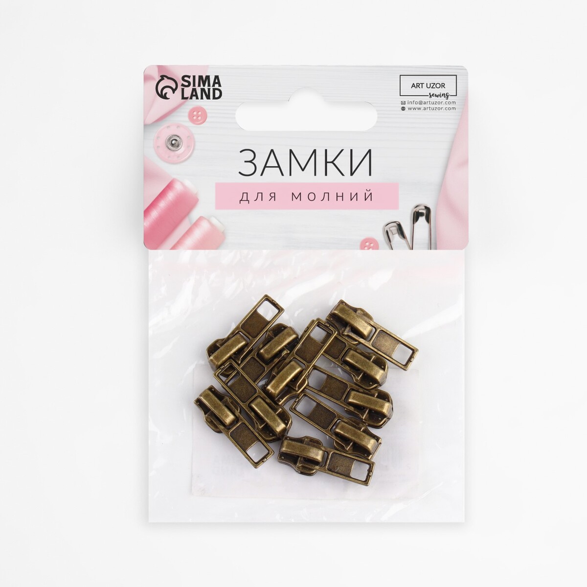 фото Замок автоматический для металлической молнии, №3, 10 шт, цвет антик арт узор