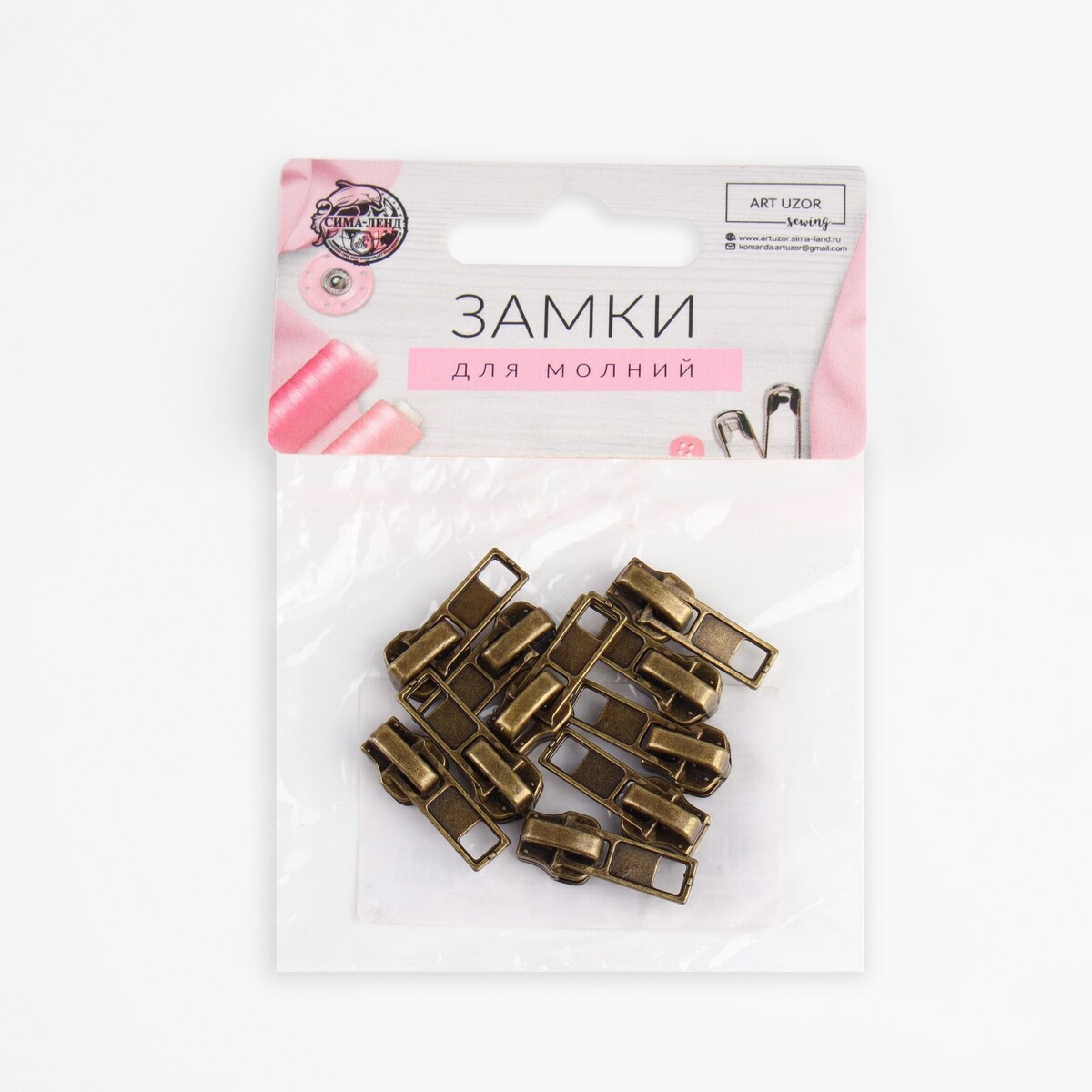 фото Замок автоматический для металлической молнии, №3, 10 шт, цвет антик арт узор