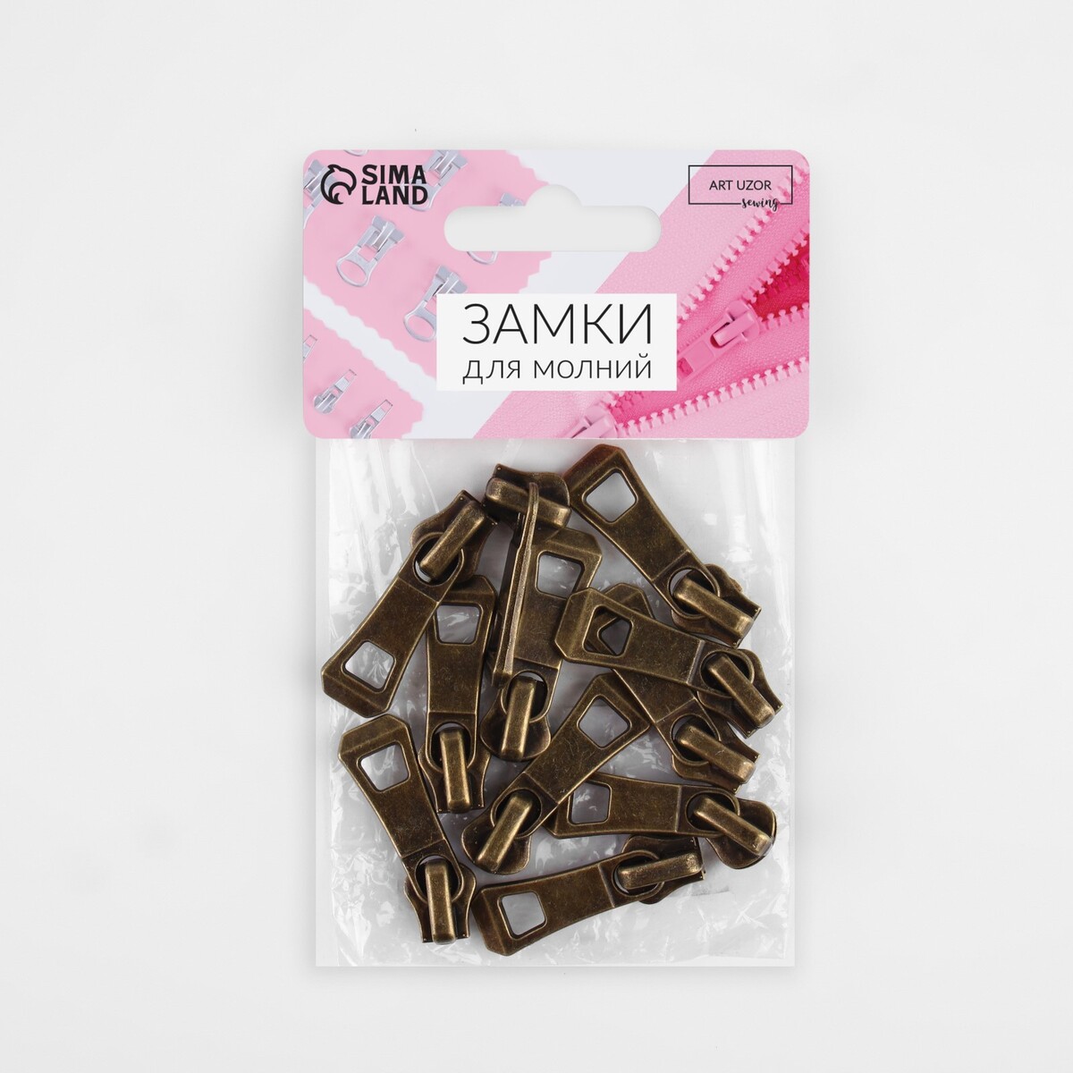 фото Замок автоматический для металлической молнии, №5, 10 шт, цвет антик арт узор
