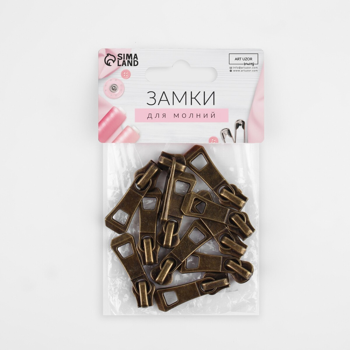 фото Замок автоматический для металлической молнии, №5, 10 шт, цвет антик арт узор