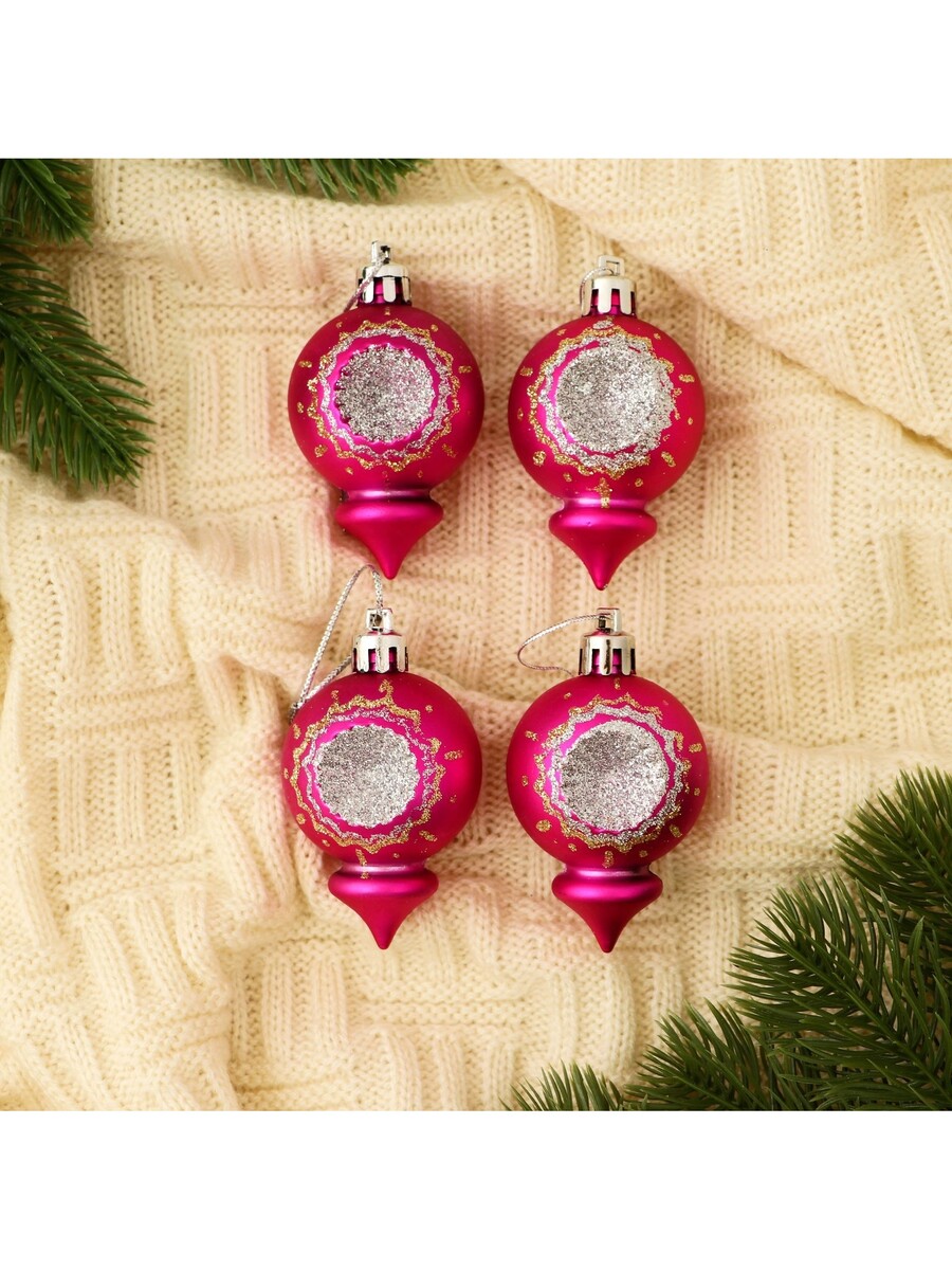 Ёлочные игрушки набор 4 шт., Розовый
Ёлочные игрушки набор 4 шт., Розовый