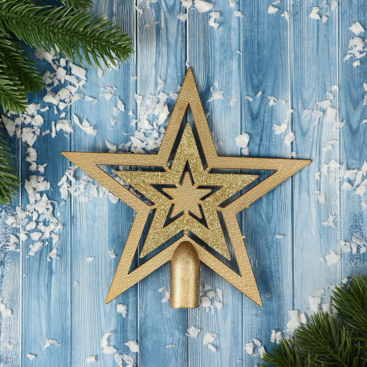Звезда на елку (верхушка) тройная, 16×16 см, золото, Золотистый
Звезда на елку (верхушка) тройная, 16×16 см, золото, Золотистый
