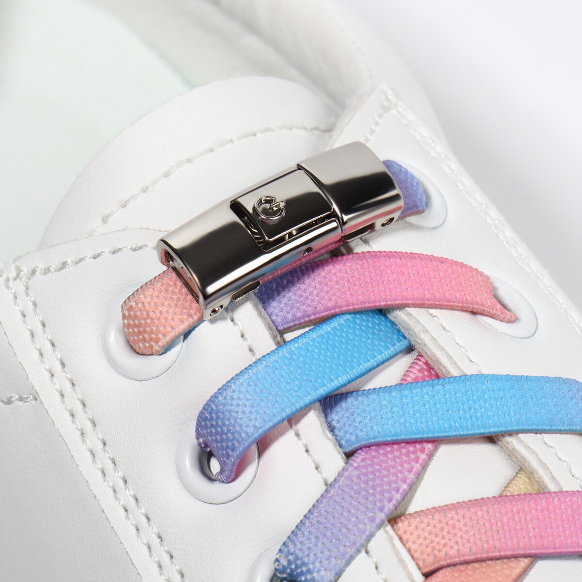фото Шнурки для обуви, пара, с плоским сечением и фиксатором на магнитах, 100 см, цвет разноцветный onlitop