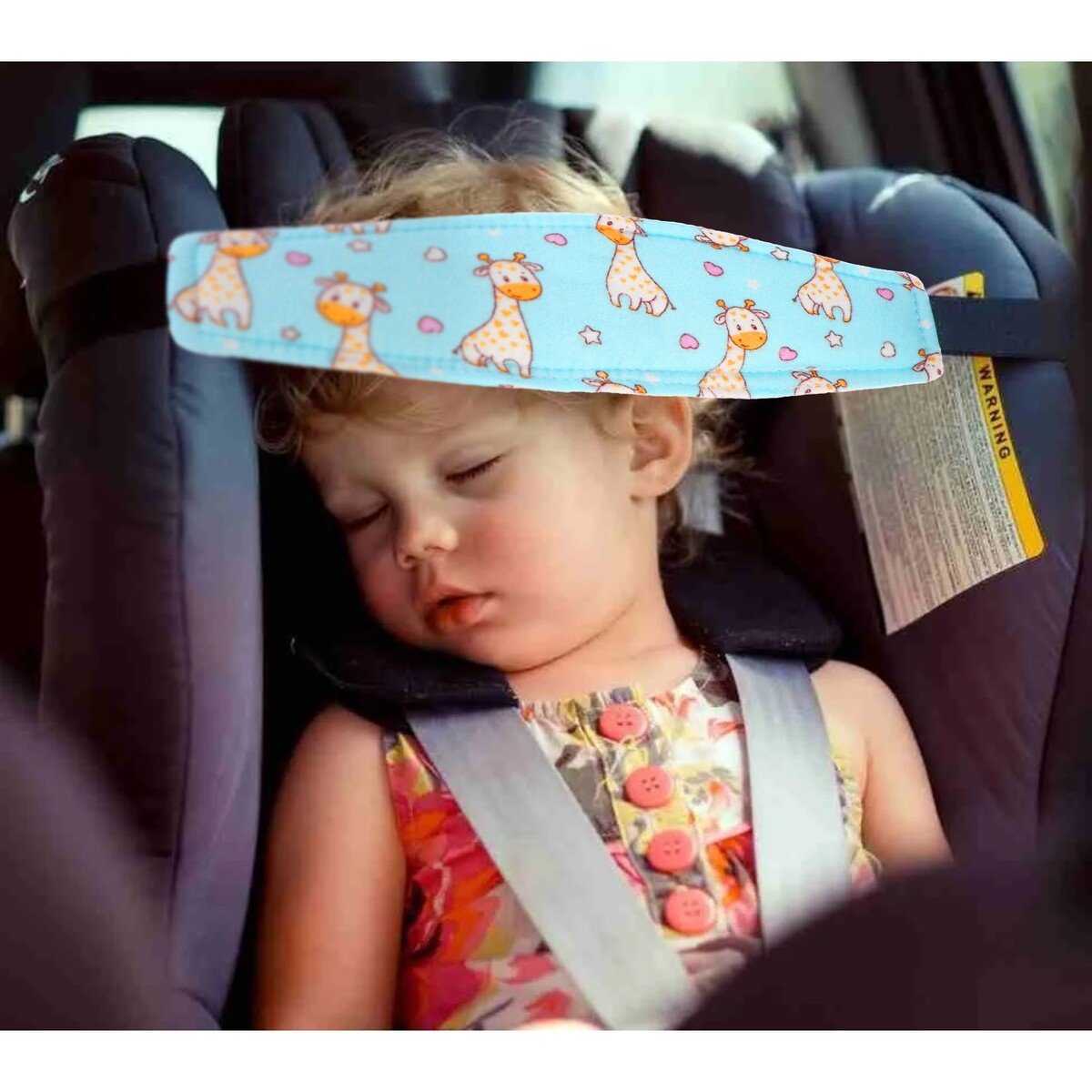фото Повязка-фиксатор детская лицевая, для поддержки головы в автокресле, жирафик, синяя torso