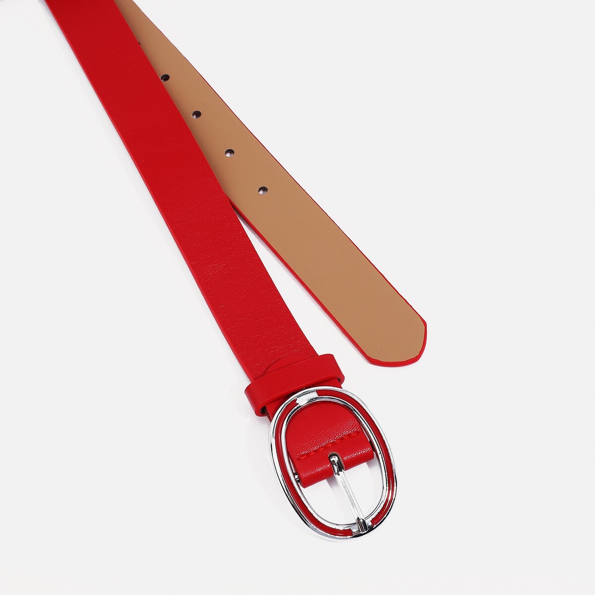 фото Ремень женский, ширина 3 см, винт, пряжка металл со вставкой, цвет красный no brand