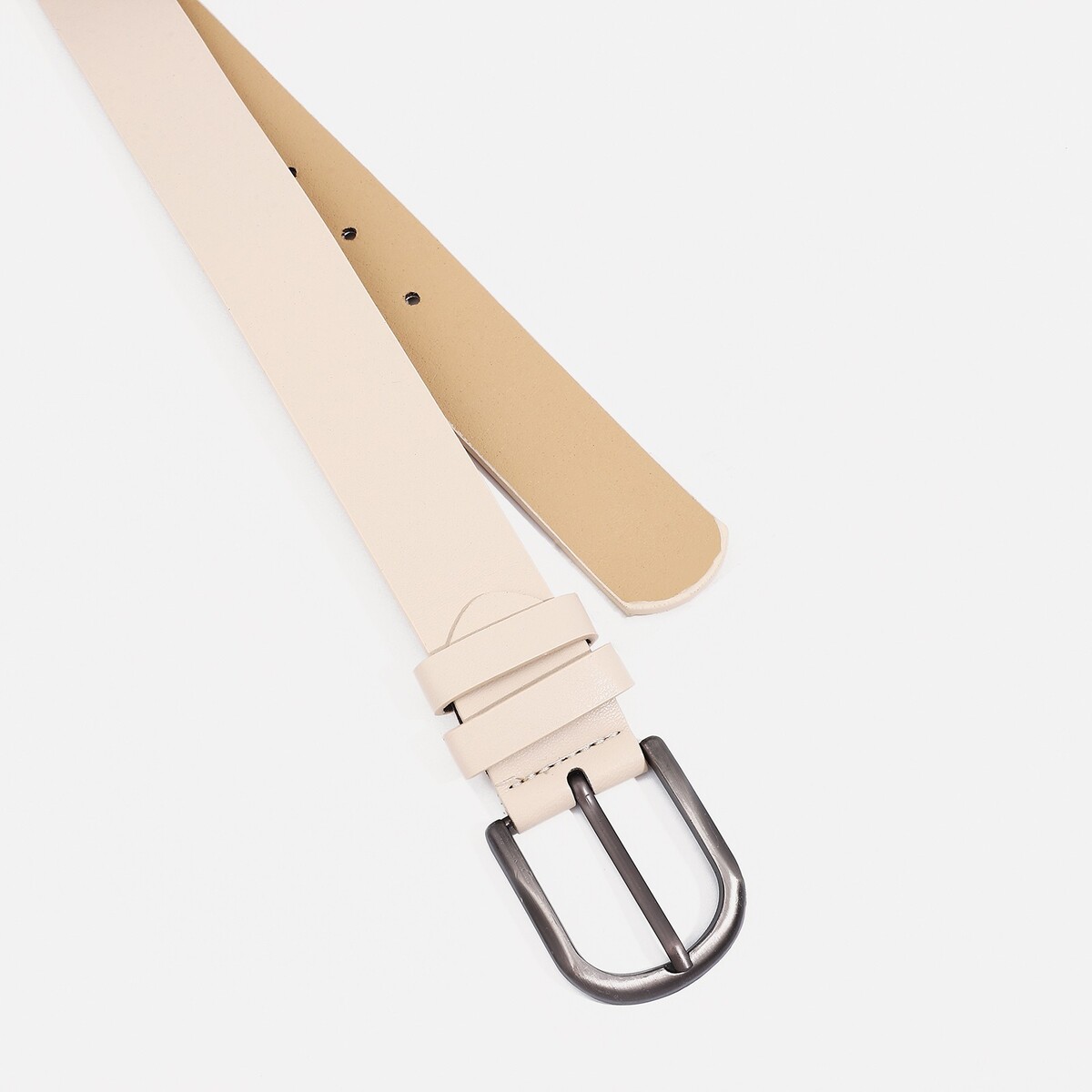 фото Ремень женский, ширина 3,5 см, винт, пряжка металл, цвет бежевый no brand