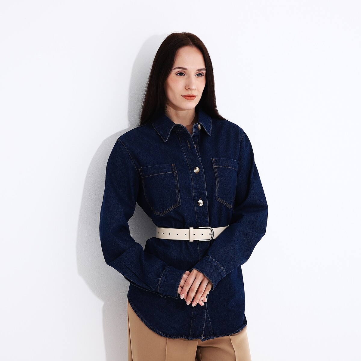 фото Ремень женский, ширина 3,5 см, винт, пряжка металл, цвет бежевый no brand