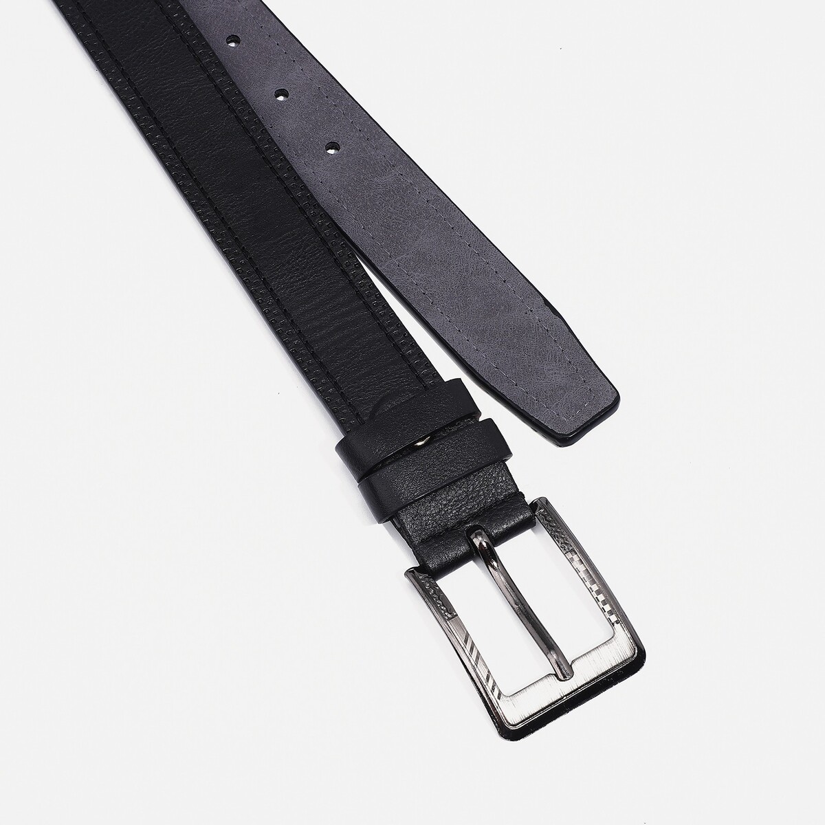 фото Ремень мужской, ширина 3,5 см, винт, пряжка металл, цвет черный no brand