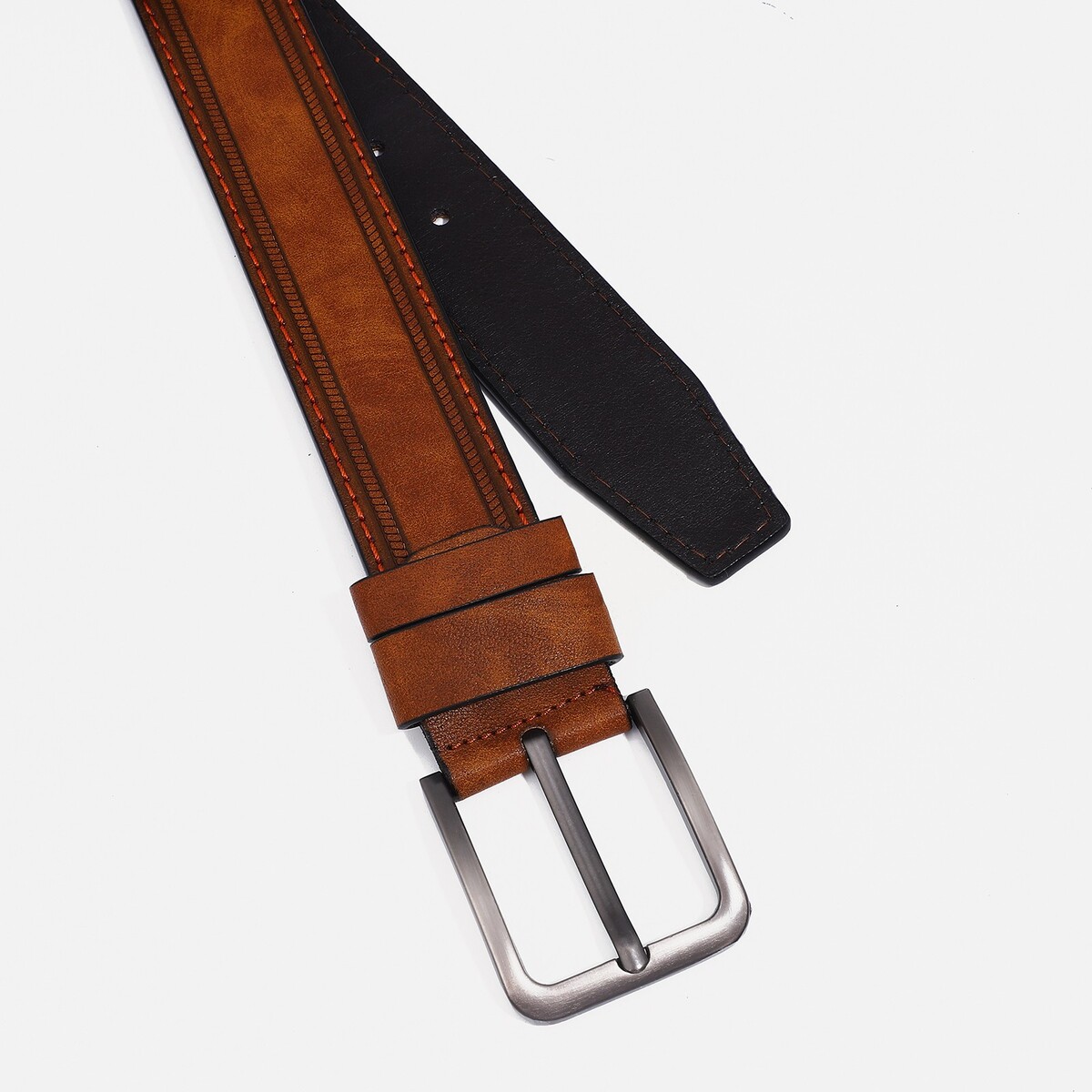 фото Ремень мужской, ширина 4 см, винт, пряжка металл, цвет коричневый no brand