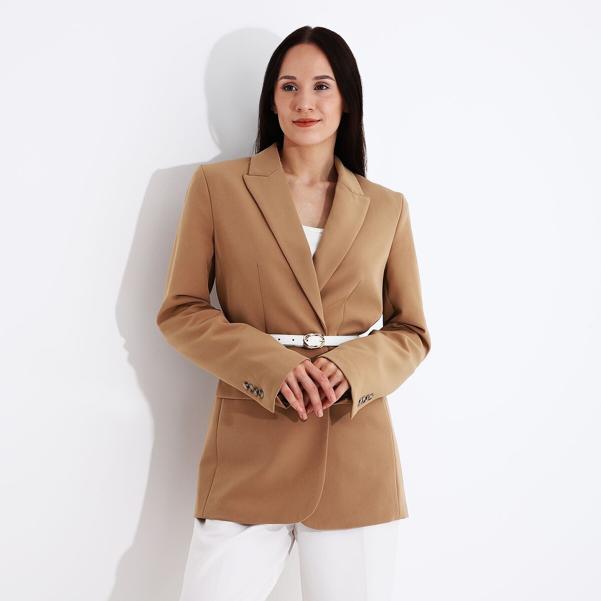 фото Ремень женский, ширина 2 см, винт, пряжка металл, цвет белый no brand