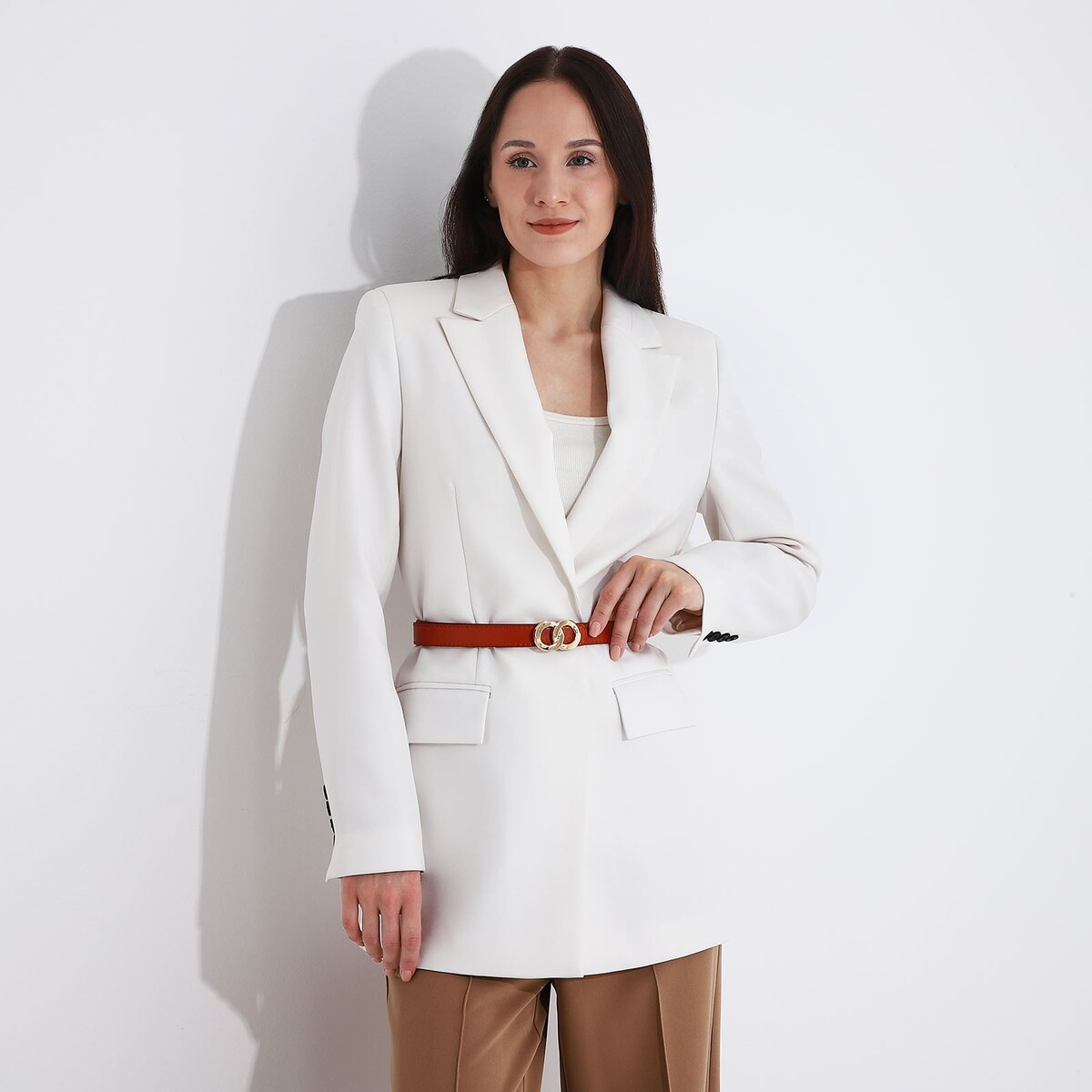 фото Ремень женский, ширина 2,2 см, пряжка металл, цвет рыжий no brand