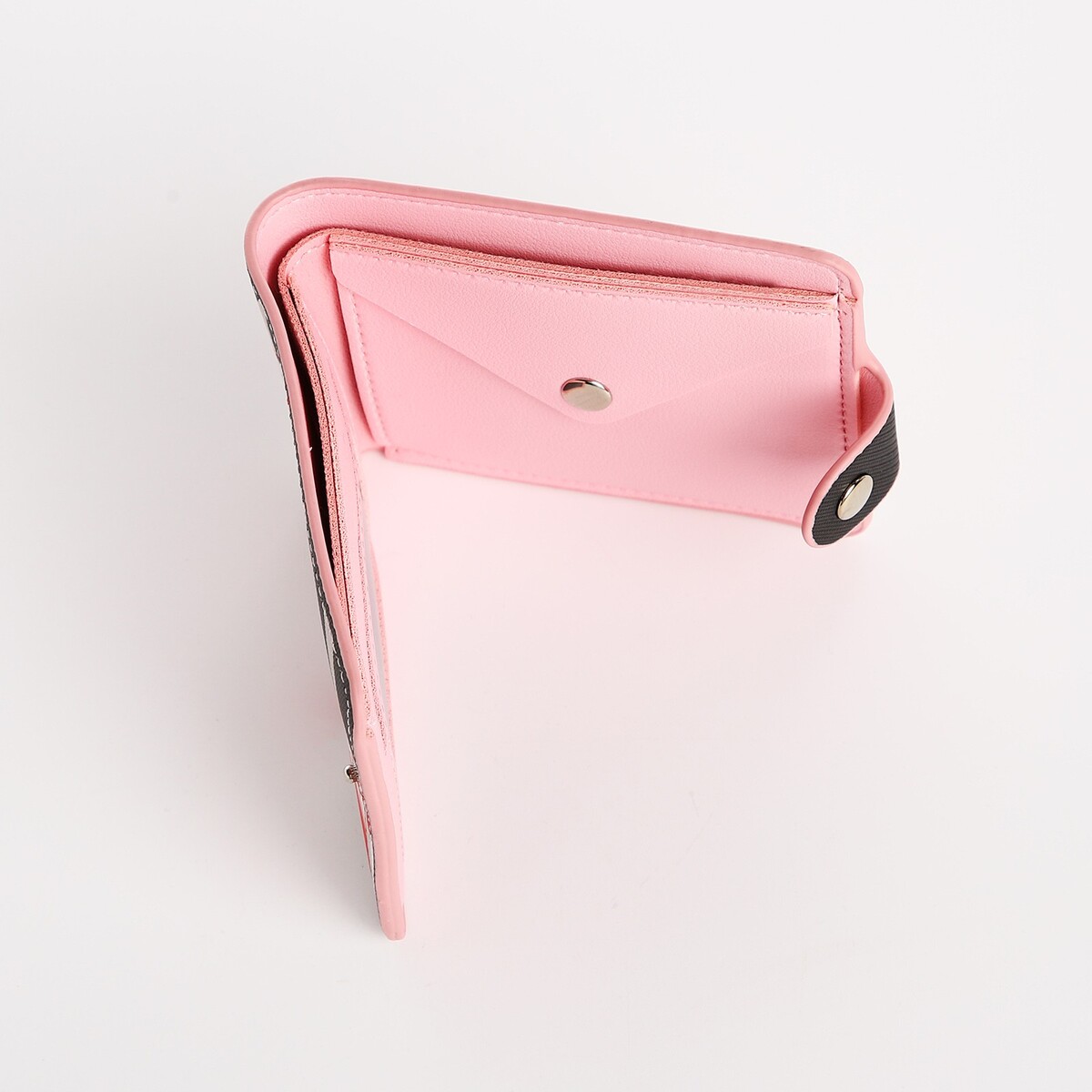 фото Кошелек на кнопке, цвет серый/красный no brand