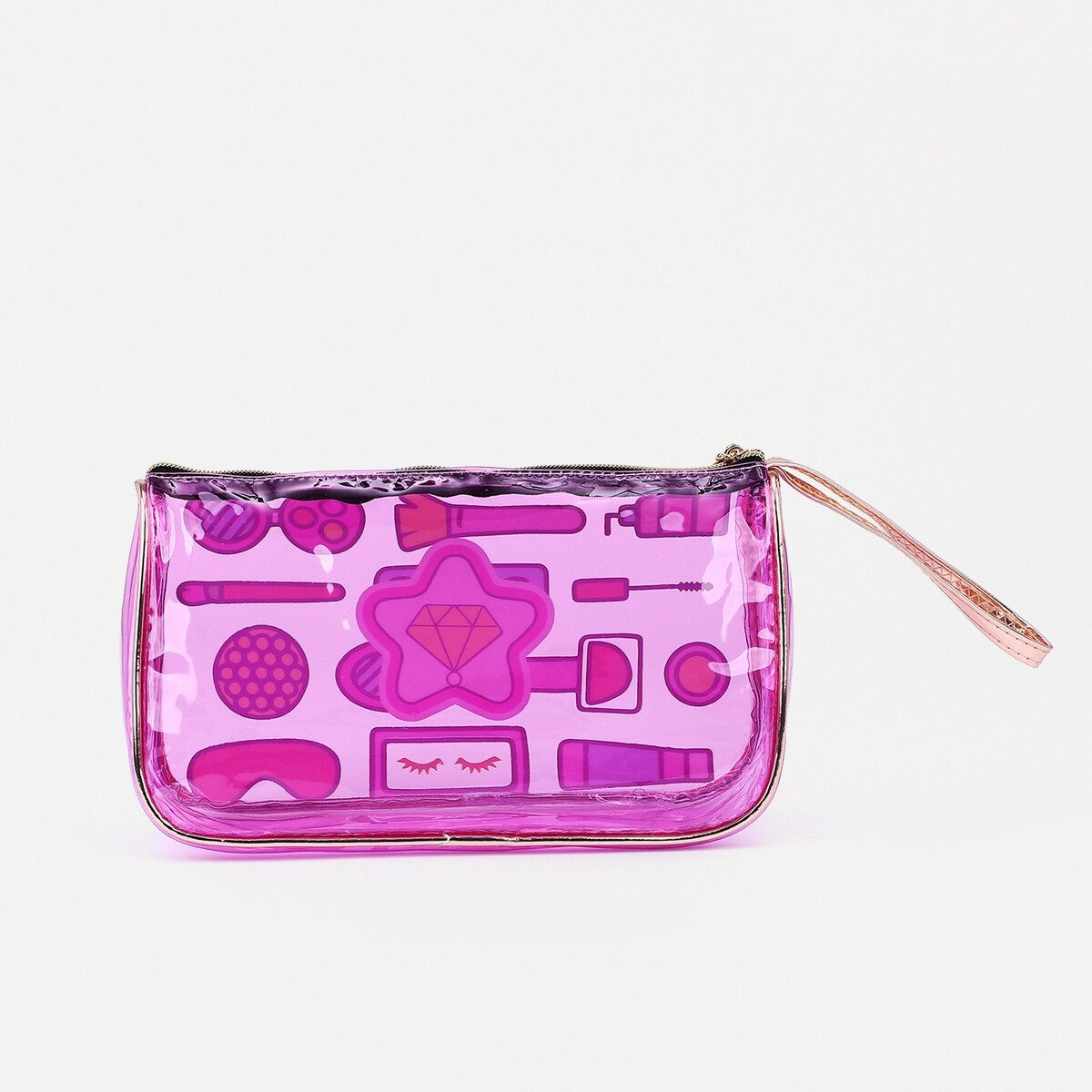 фото Косметичка на молнии, с ручкой, цвет фиолетовый no brand