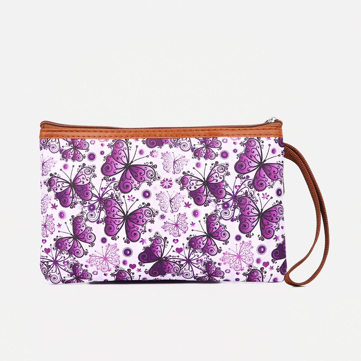 фото Косметичка на молнии, наружный карман, цвет фиолетовый no brand