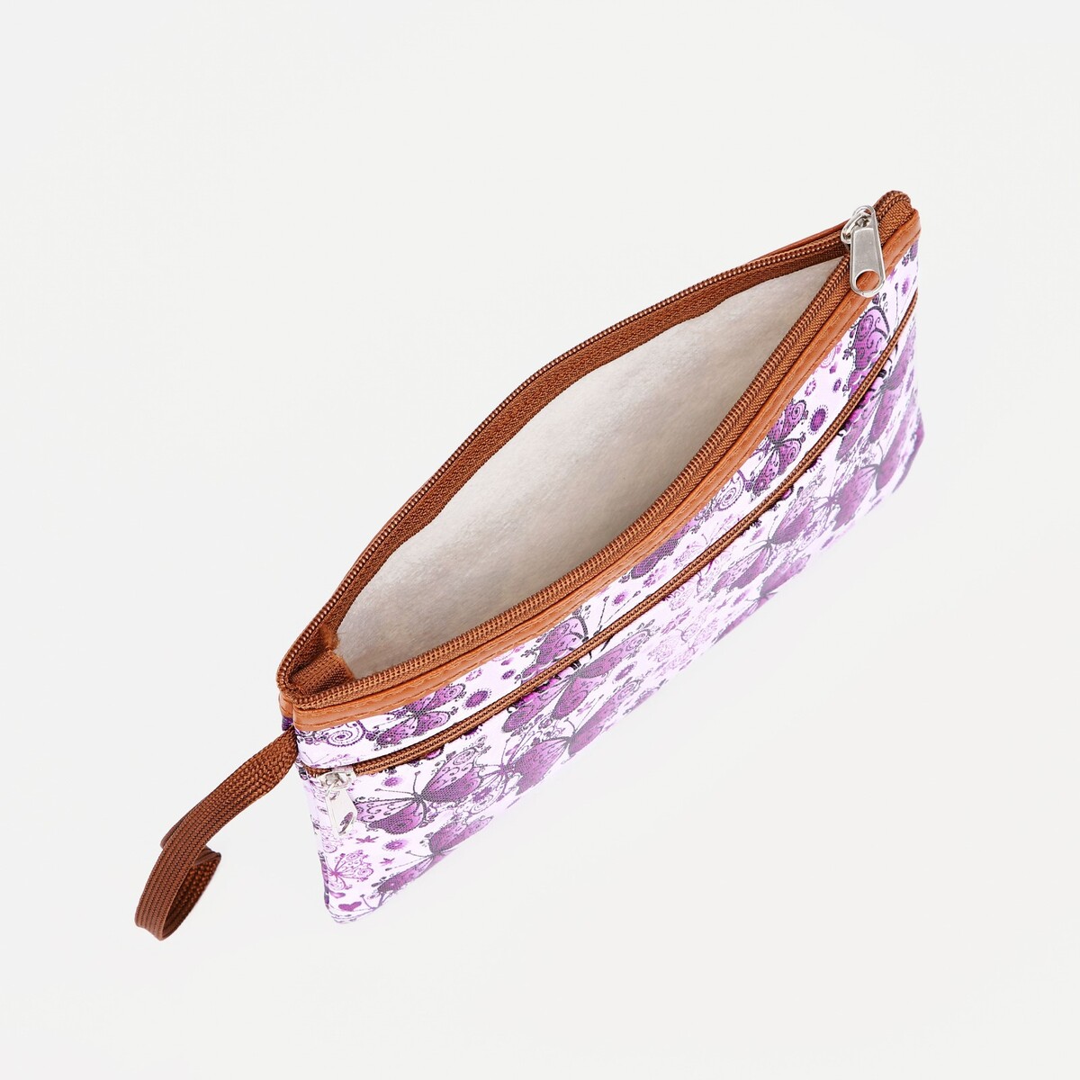 фото Косметичка на молнии, наружный карман, цвет фиолетовый no brand