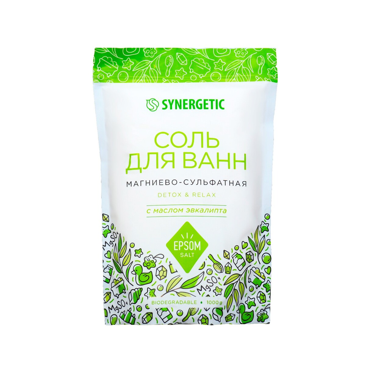 Соль для ванн магниево-сульфатная дой-пак synergetic с маслом эвкалипта, 1000 г, Белый
Соль для ванн магниево-сульфатная дой-пак synergetic с маслом эвкалипта, 1000 г, Белый