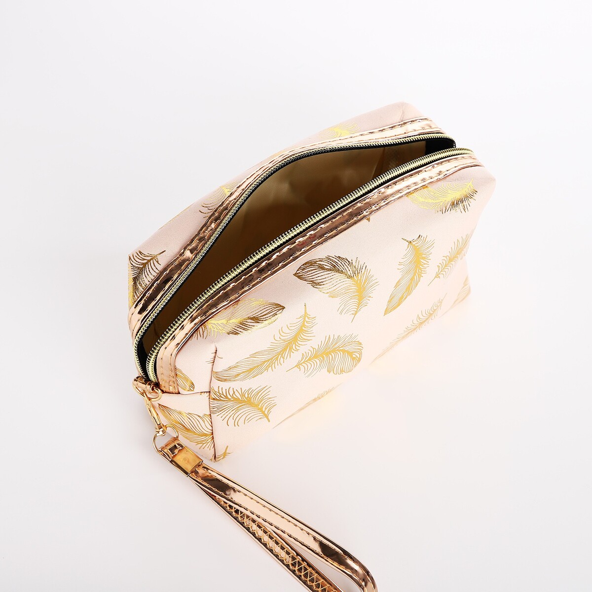 фото Косметичка на молнии, цвет бежево-розовый no brand