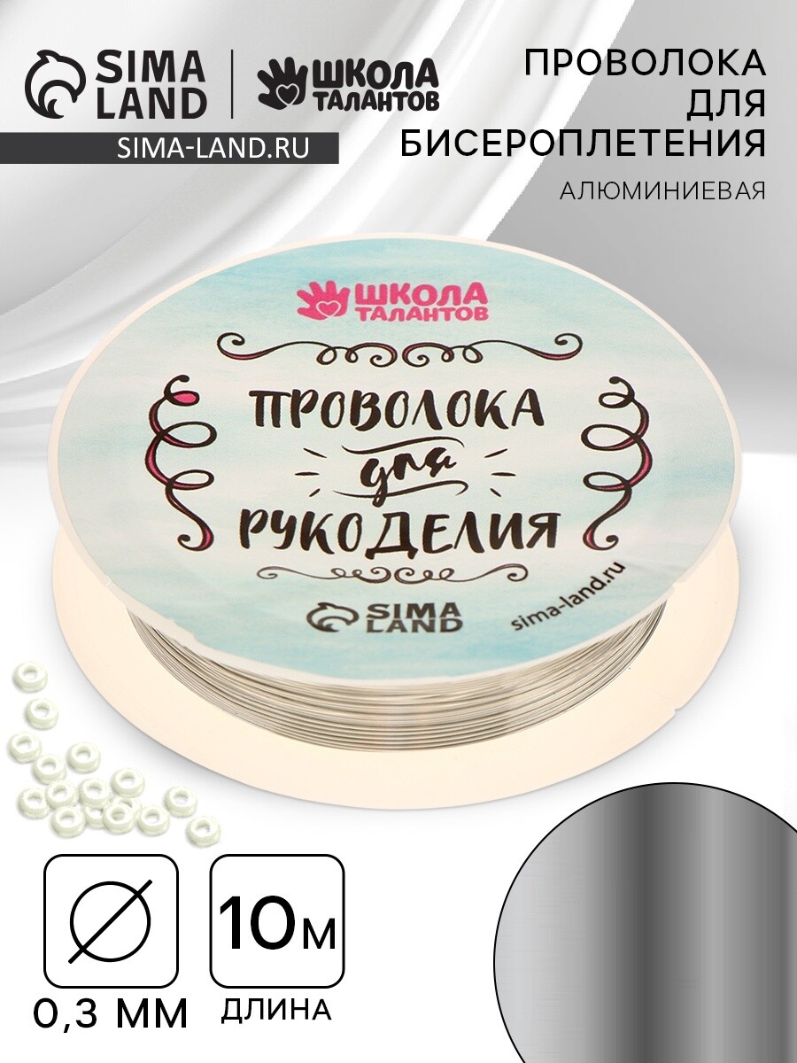 Проволока для творчества и бисероплетения, d=0.3 мм, 10 м, серебряный, Серебристый
Проволока для творчества и бисероплетения, d=0.3 мм, 10 м, серебряный, Серебристый